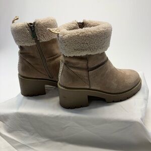 Dolce Vita Boho Sherpa Trim Heeled Ankle Boots with Embroidery Detail. Size 7.5